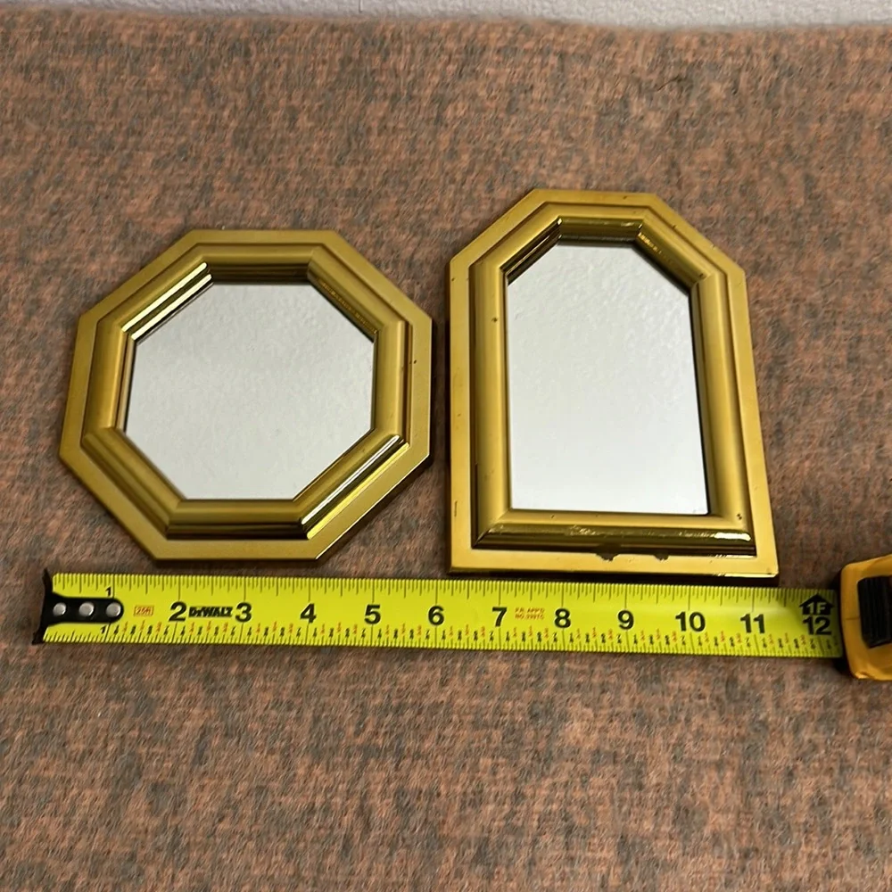 Two mini Vintage gold framed mirrors